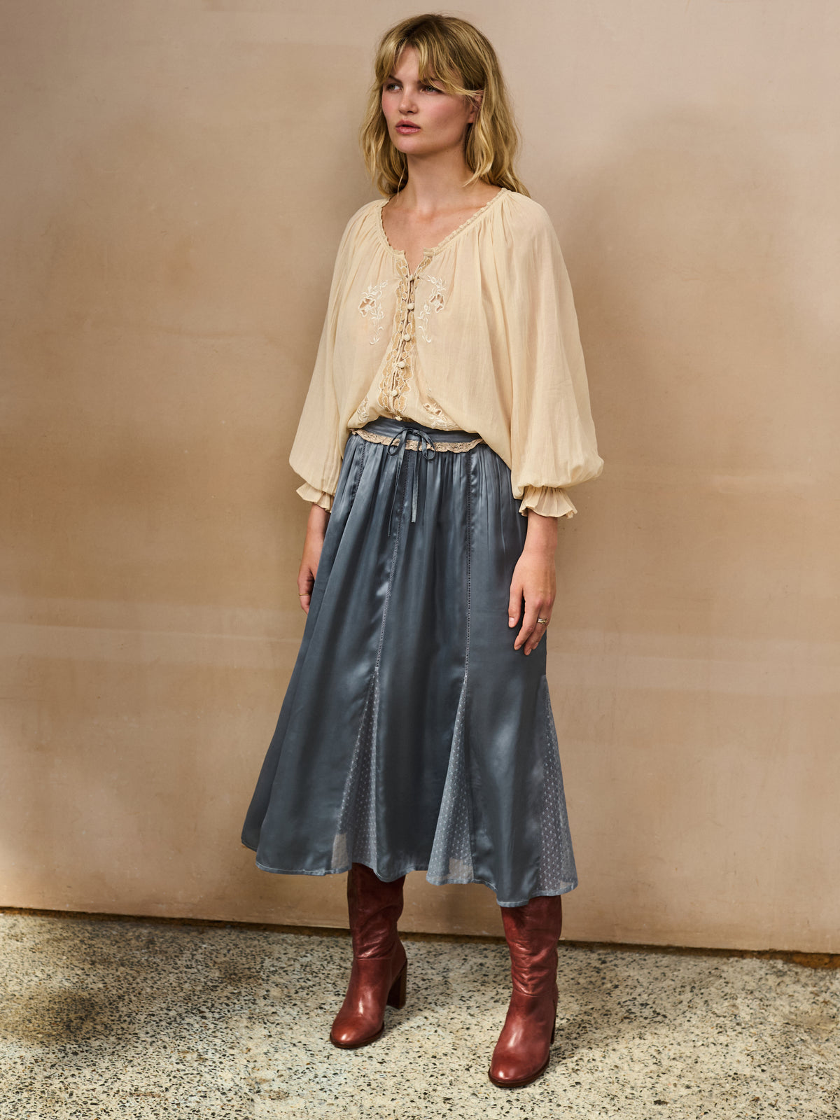 Enid Skirt - Slate Blue